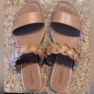 Style & Co. Brown Braided Slide Sandals